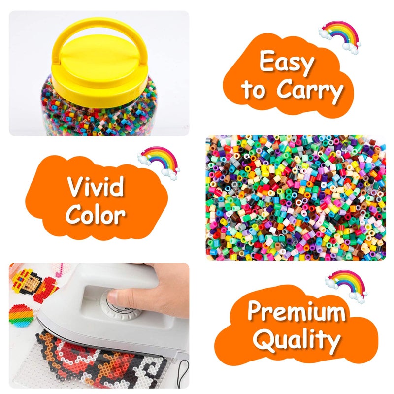 Inscraft 23,000 pcs Fuse Beads Kit for Kids Crafts, 30 Colors Iron Beads Set with 3 Pegboards, 5 Ironing Paper, 10 Patterns, Gifts for Birthday Christmas, Multicolor 5mm Melty Beads Bulk Refill Kit by Inscraft - Image 2